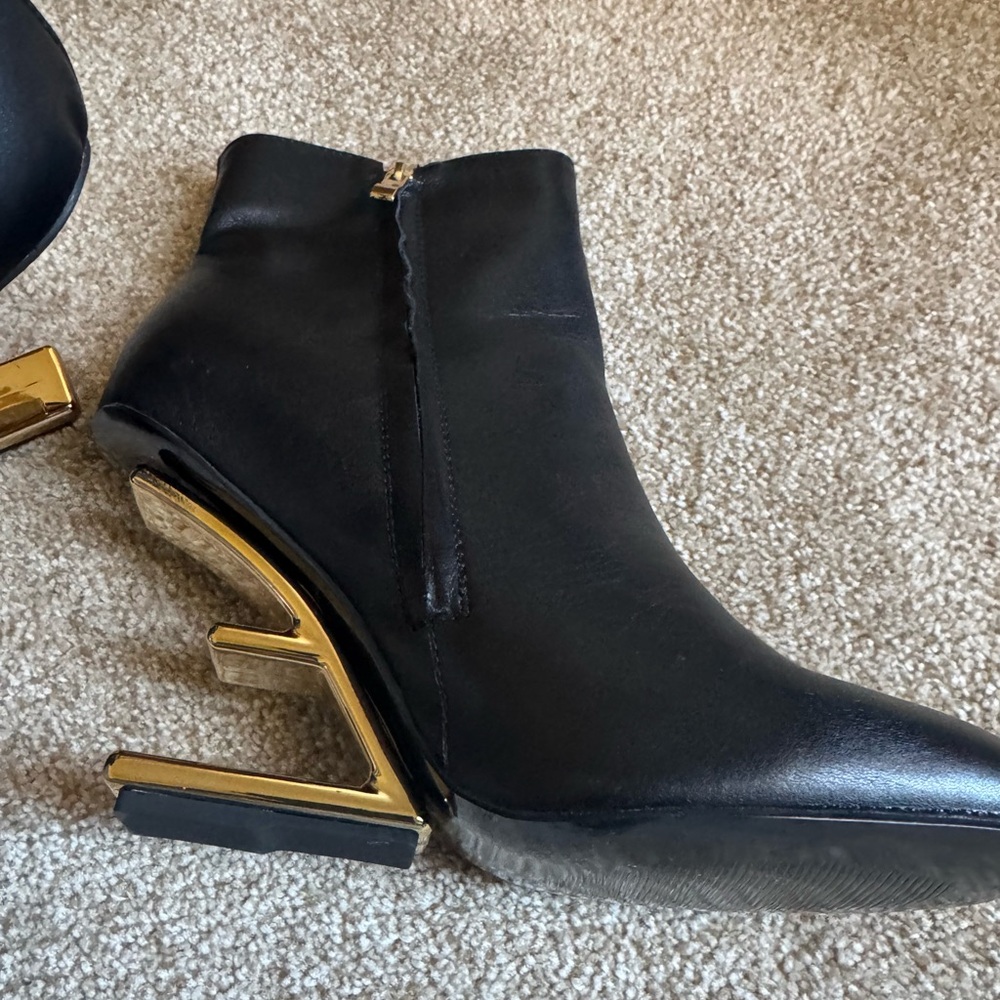 Fendi Black and Gold Ankle Boots